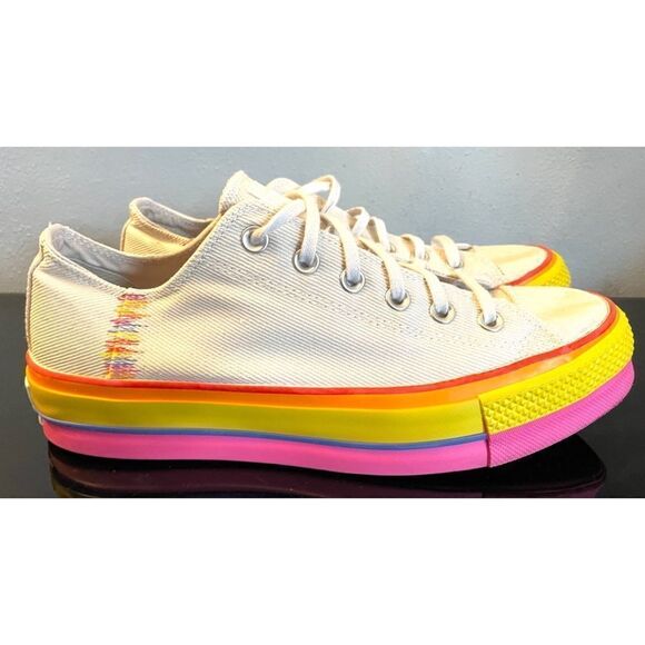 Converse Chuck Taylor All Star Lift Ox Rainbow Platform Sneakers Womens SZ 10.5 - Picture 5 of 12